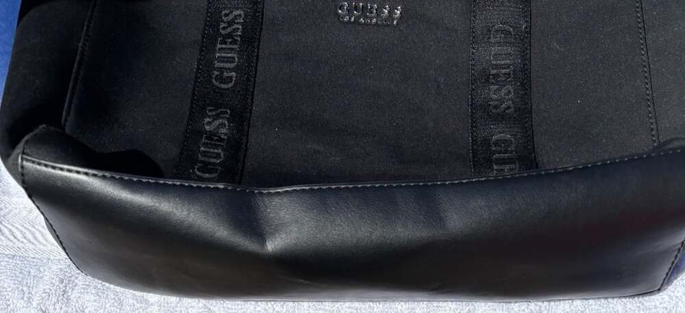 GUESS Los Angeles Black Nylon and Faux Leather Tote Bag